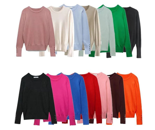 Women Casual Basic Long Sleeve Stretchy Crewneck Fall Knit Sweater Tops Shirts & Tops jehouze 