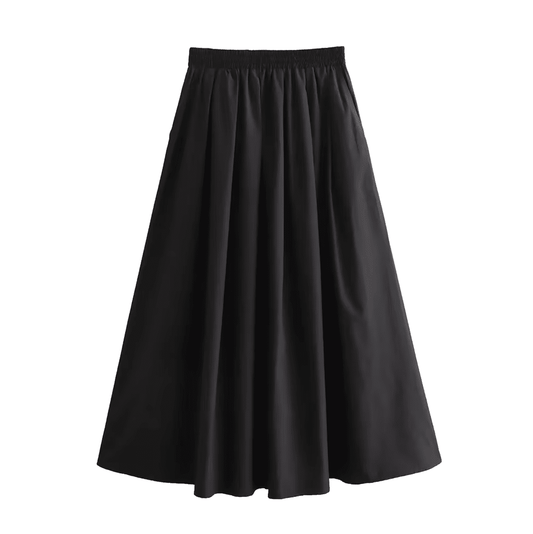 Women Casual SOlid High Waisted A Line Skirt Skirts jehouze S (US-4) 