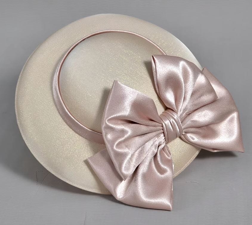 Women Church Derby Hat Wide Brim Bow Wedding Fascinator Bridal Tea Part Dress Hat_ Hat jehouze Champagne 