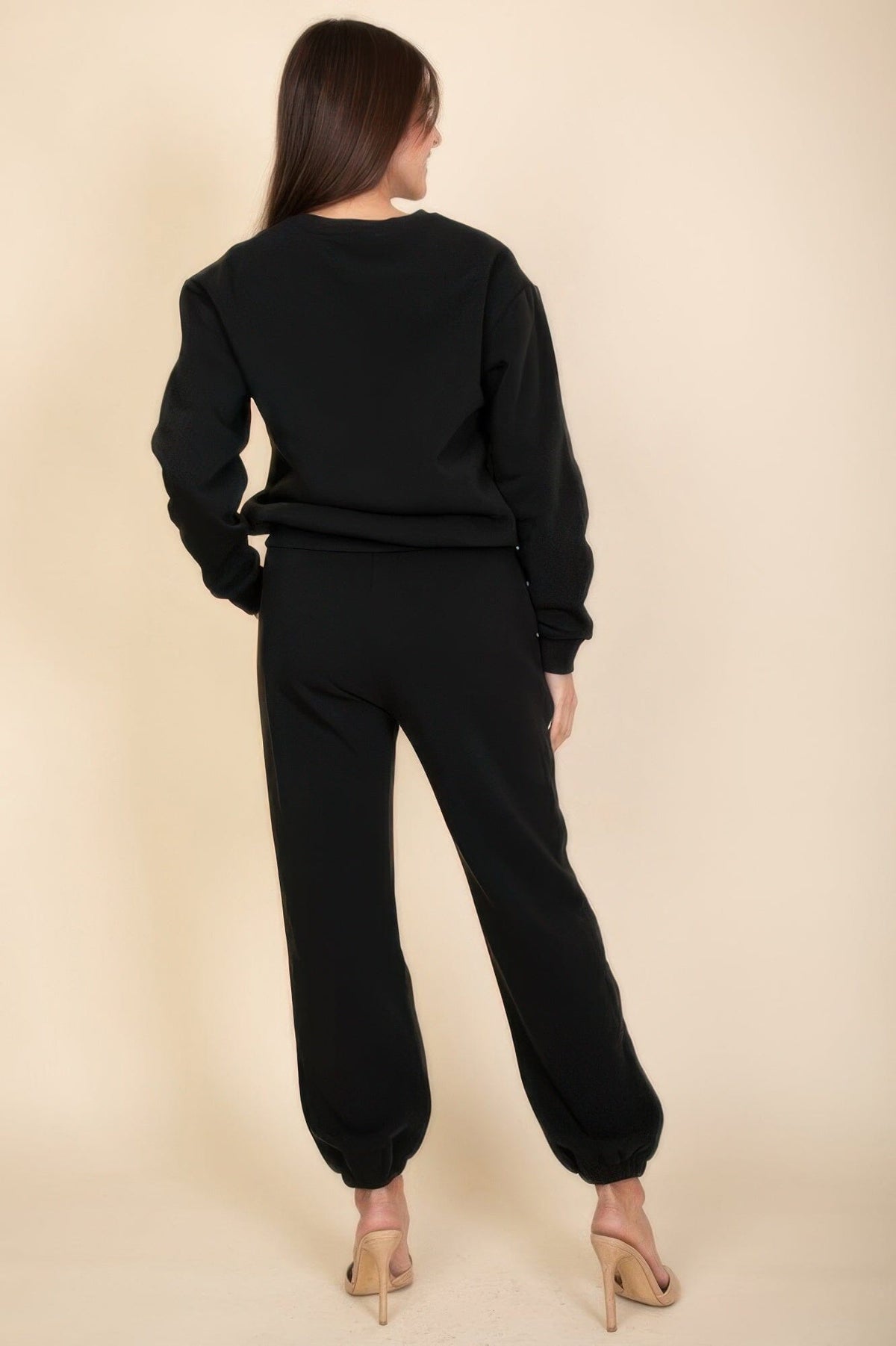 Women Classic Poly Fleece Crewneck Pullover Top Outerwear jehouze 