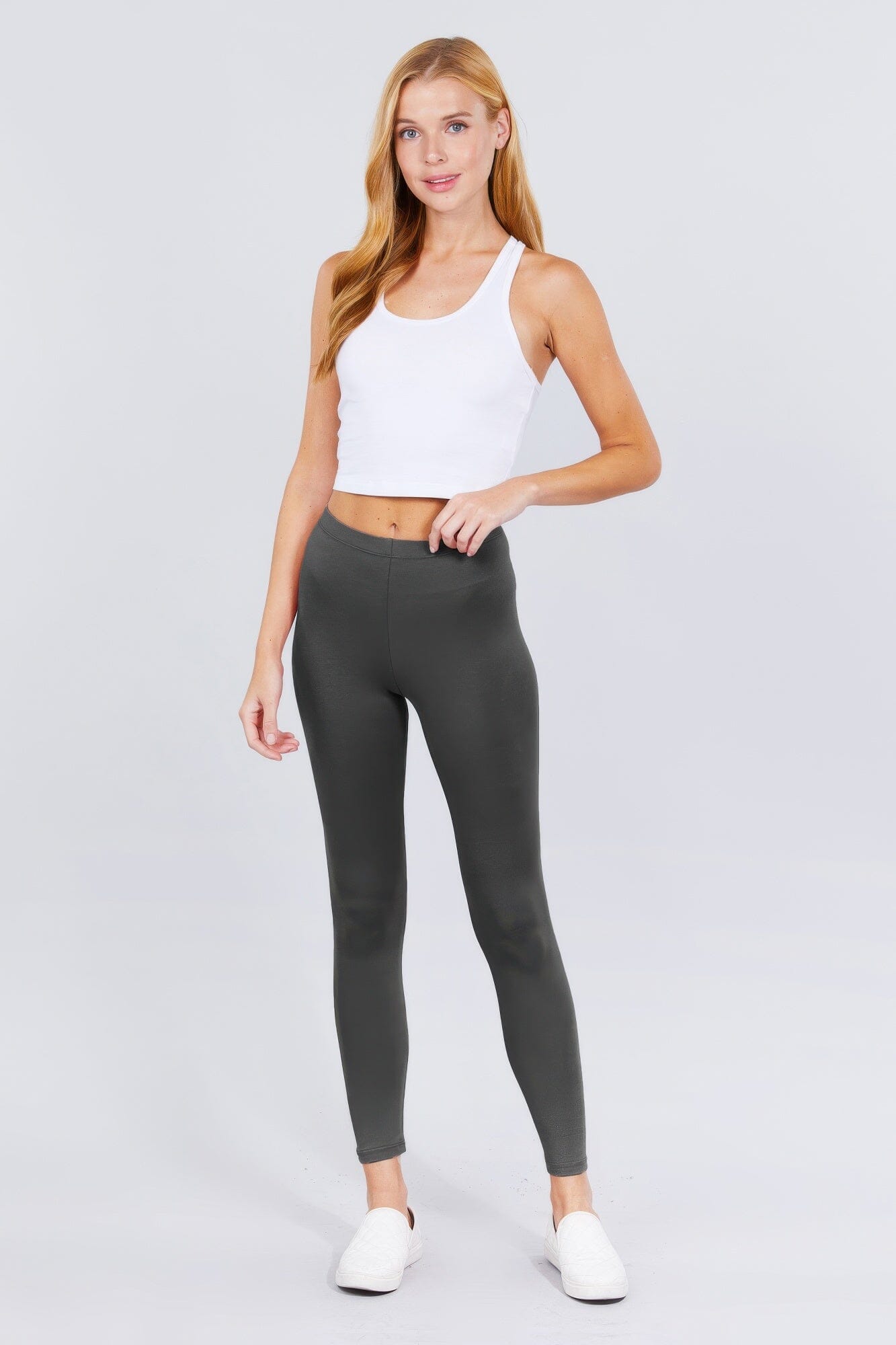 Women Cotton Spandex Leggings Pants jehouze Deep charcoal S 
