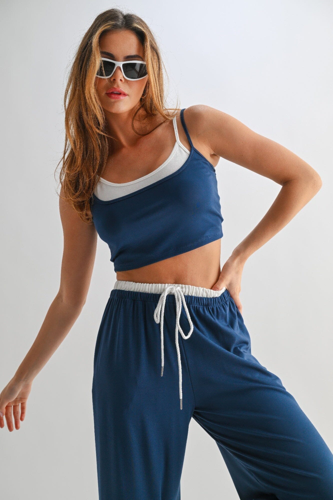 Women Drawstring Pants & Crop Top Loungewear Set Loungewear jehouze 