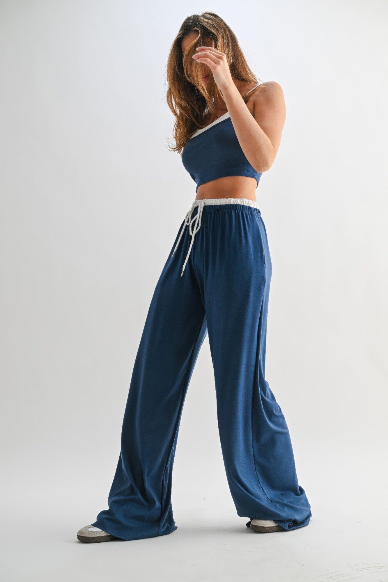 Women Drawstring Pants & Crop Top Loungewear Set Loungewear jehouze 