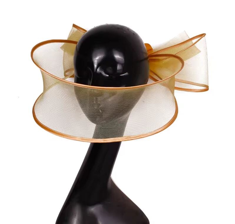 Women Elegant Bridal Church Party Fascinator Hat Hat jehouze Gold 