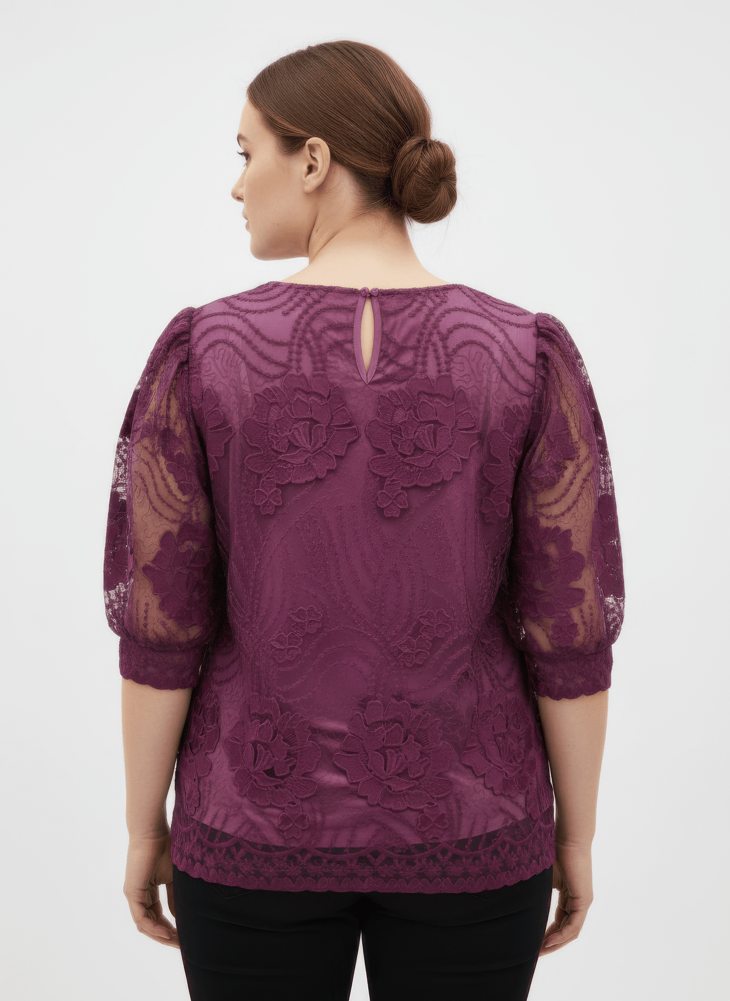 Women Elegant Floral Lace Sleeve Blouse Shirts & Tops jehouze 
