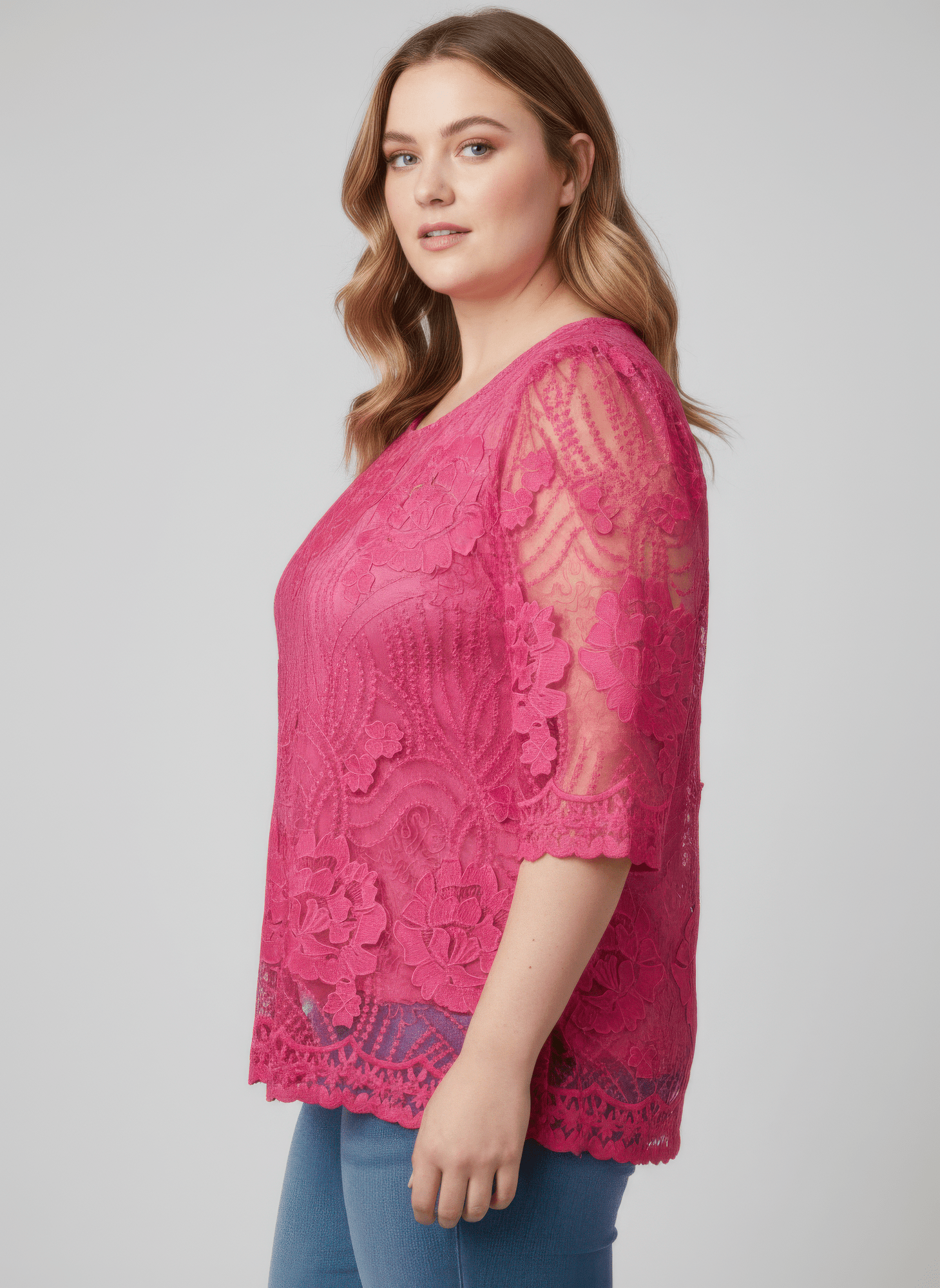 Women Elegant Floral Lace Sleeve Blouse Shirts & Tops jehouze 