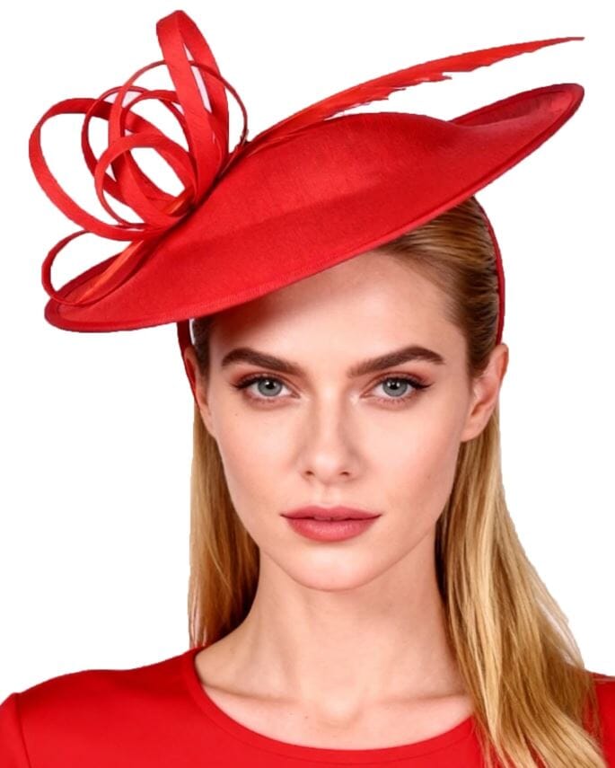 Women Elegant Kentucky Bridal Wedding Tea Party Dress Formal Derby Church Hat Hat jehouze Red 