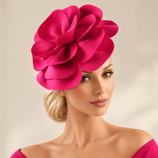 Women Elegant Rose Flower Tea Party Headwear Hat jehouze Rose Red 