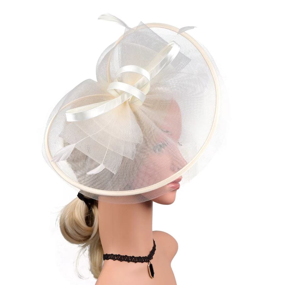 Women Elegant Tea Party Kentucky Bow Derby Hat Hat jehouze Beige 