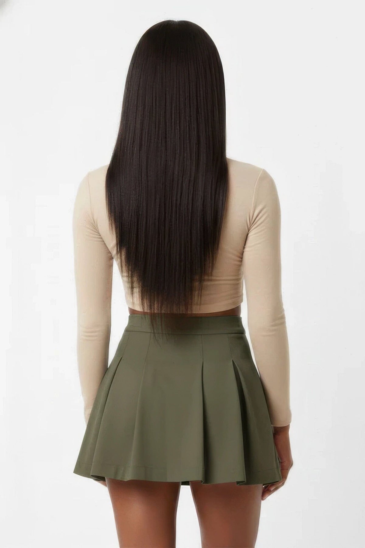 Women Essential High-waist Pleated Mini Skirt Skirts jehouze Sage Stone S 