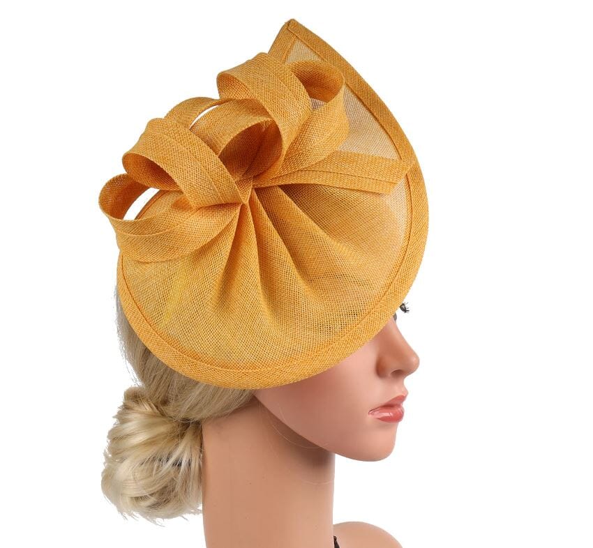 Women Fascinator Veil Fascinator Tea Party Bridal Wedding Pillbox Hat Hat jehouze Yellow 