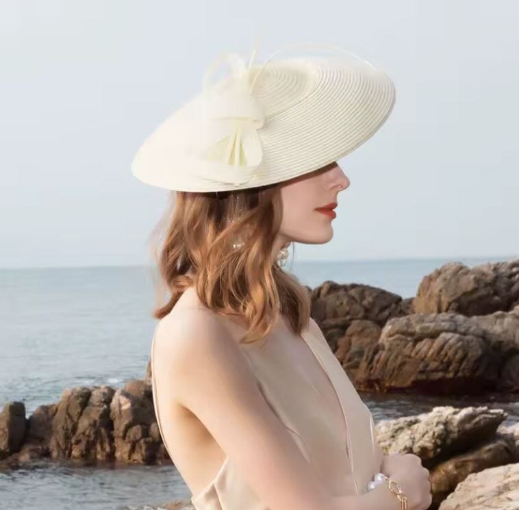 Women Fascinators Pillbox Wedding Straw Fedora Vintage Sinamay Hat Hat jehouze Beige 