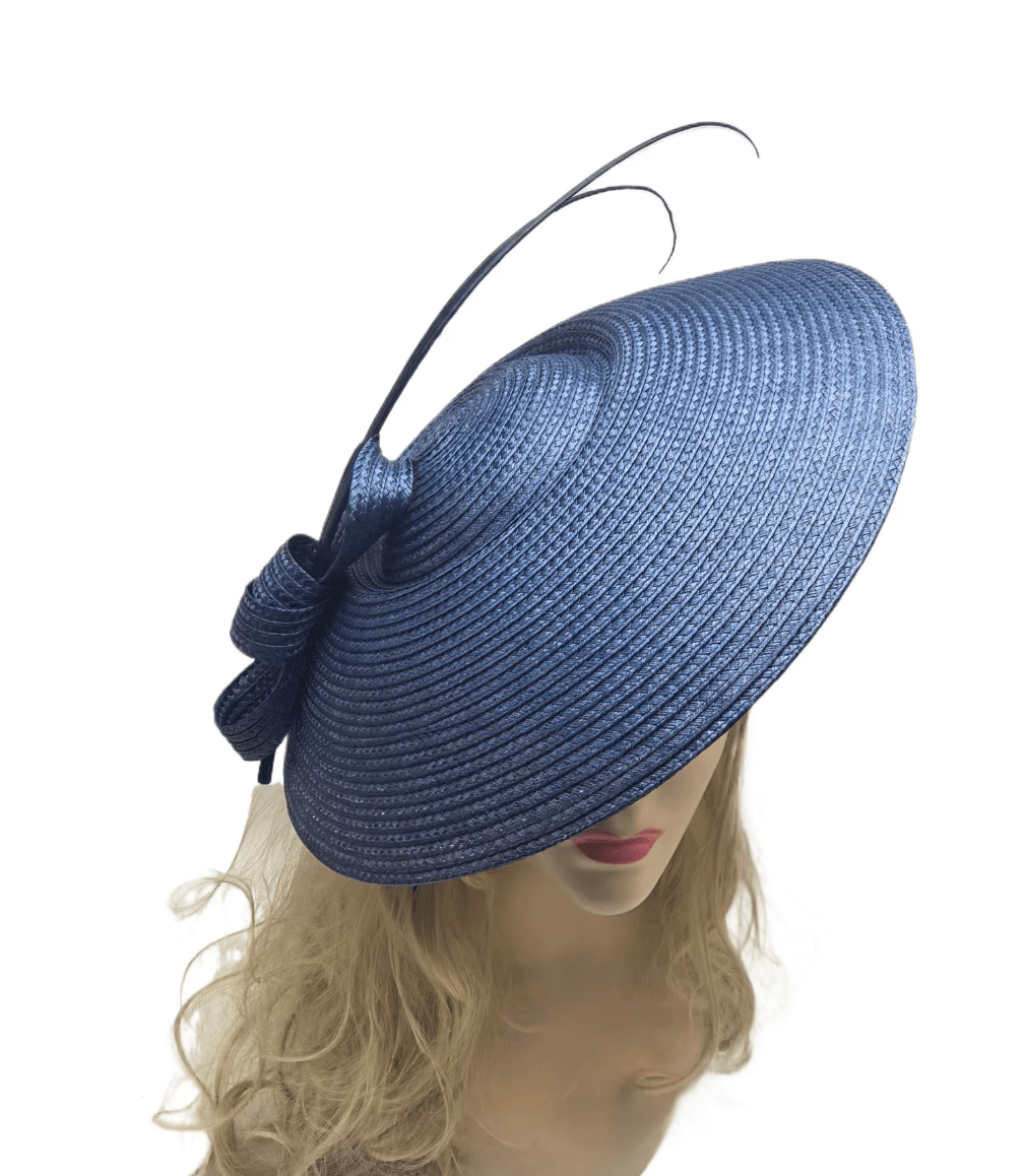 Women Fascinators Pillbox Wedding Straw Fedora Vintage Sinamay Hat_ Hat jehouze Navy (11") 