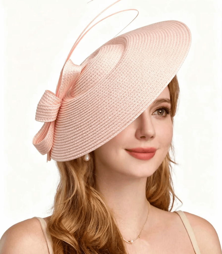 Women Fascinators Pillbox Wedding Straw Fedora Vintage Sinamay Hat_ Hat jehouze Peach (11") 