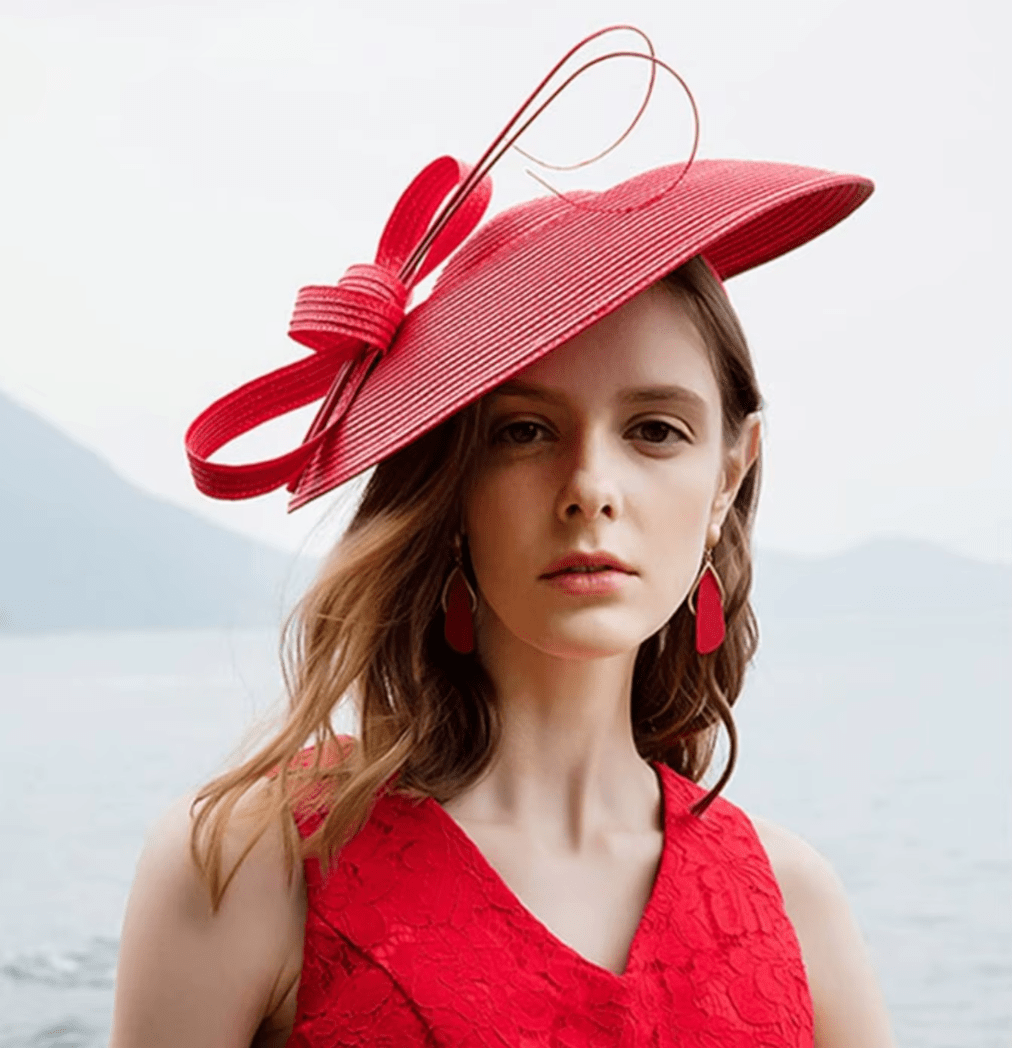 Women Fascinators Pillbox Wedding Straw Fedora Vintage Sinamay Hat_ Hat jehouze Red (11") 