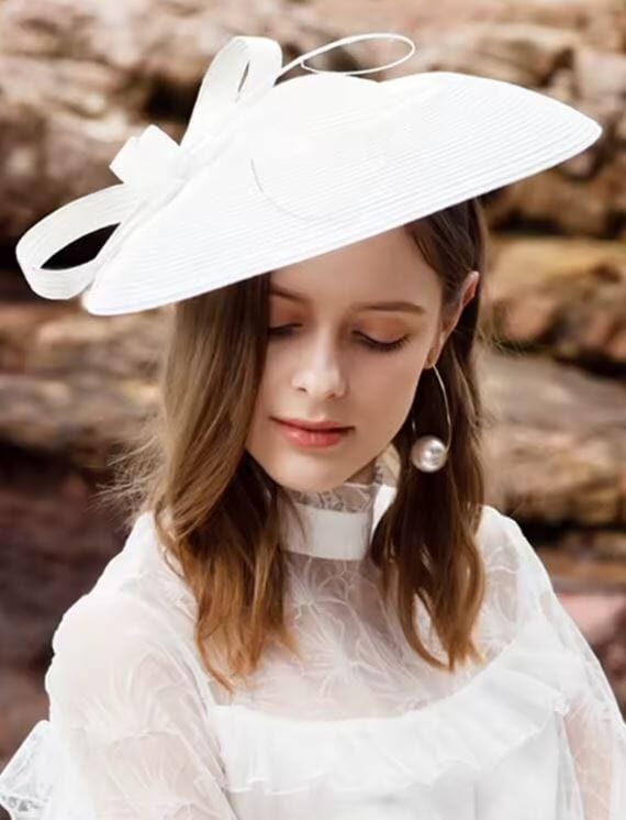 Women Fascinators Pillbox Wedding Straw Fedora Vintage Sinamay Hat Hat jehouze White 