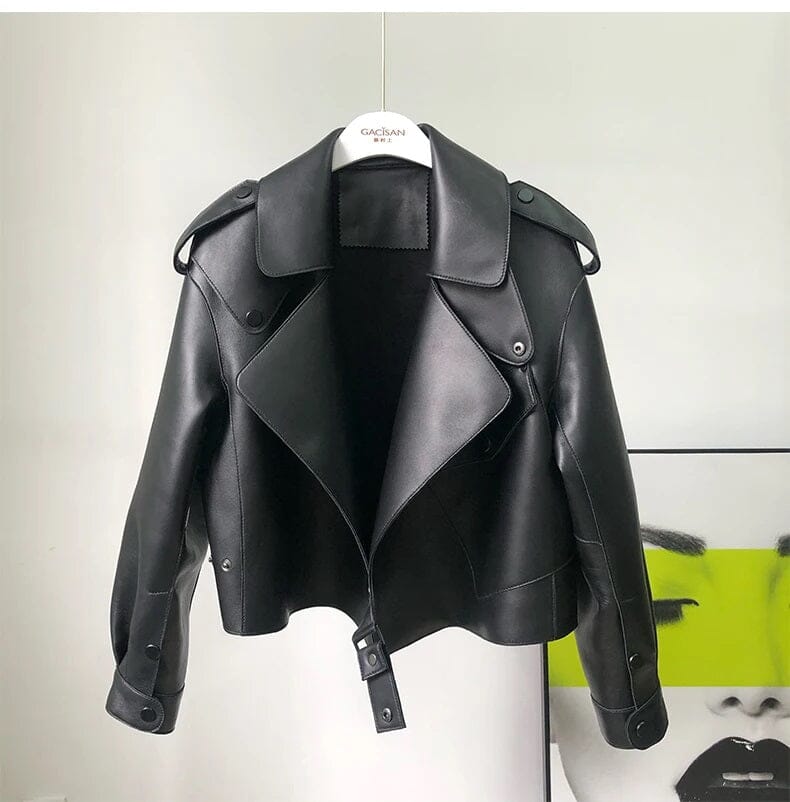 Women Faux Leather Moto Biker Coat Coats & Jackets jehouze 