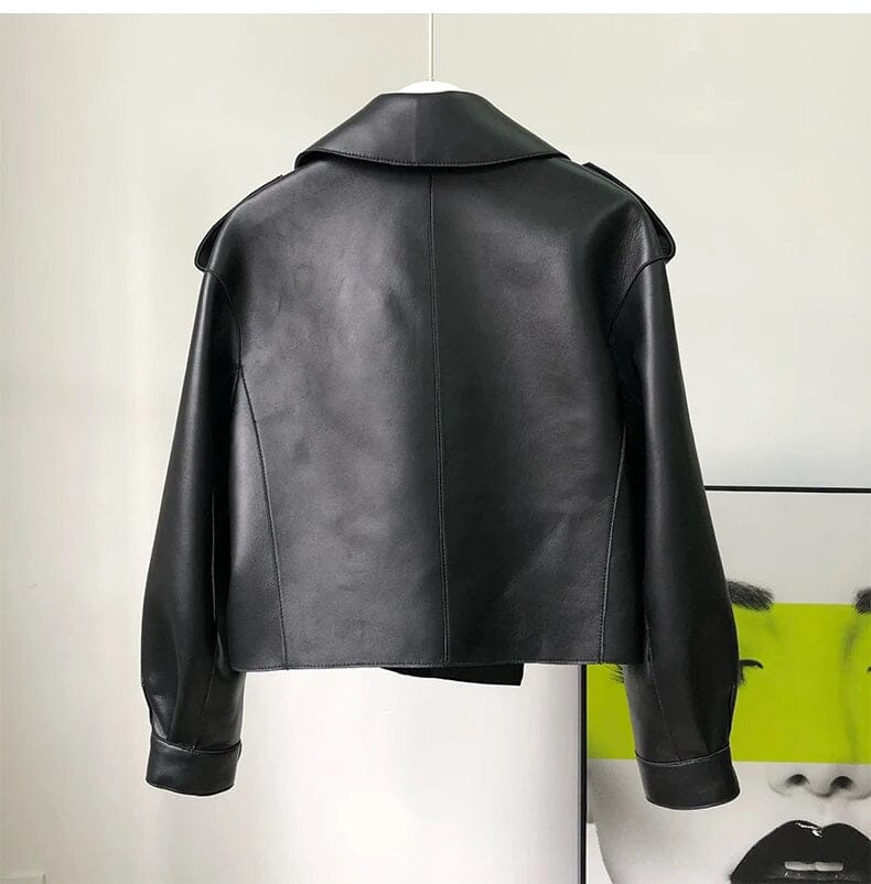 Women Faux Leather Moto Biker Coat Coats & Jackets jehouze 