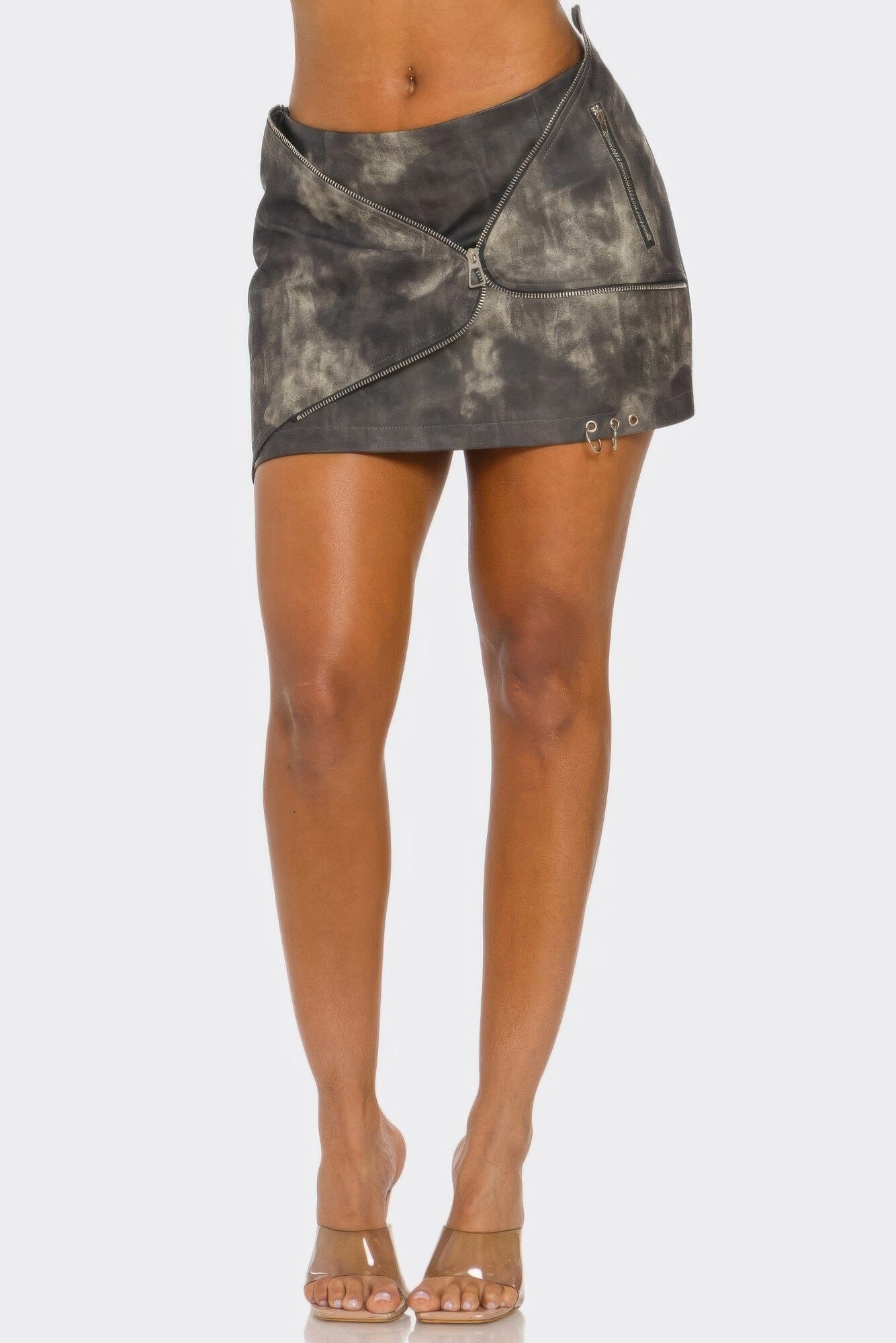 Women Faux Leather Strap Mini Skirt Skirts jehouze 