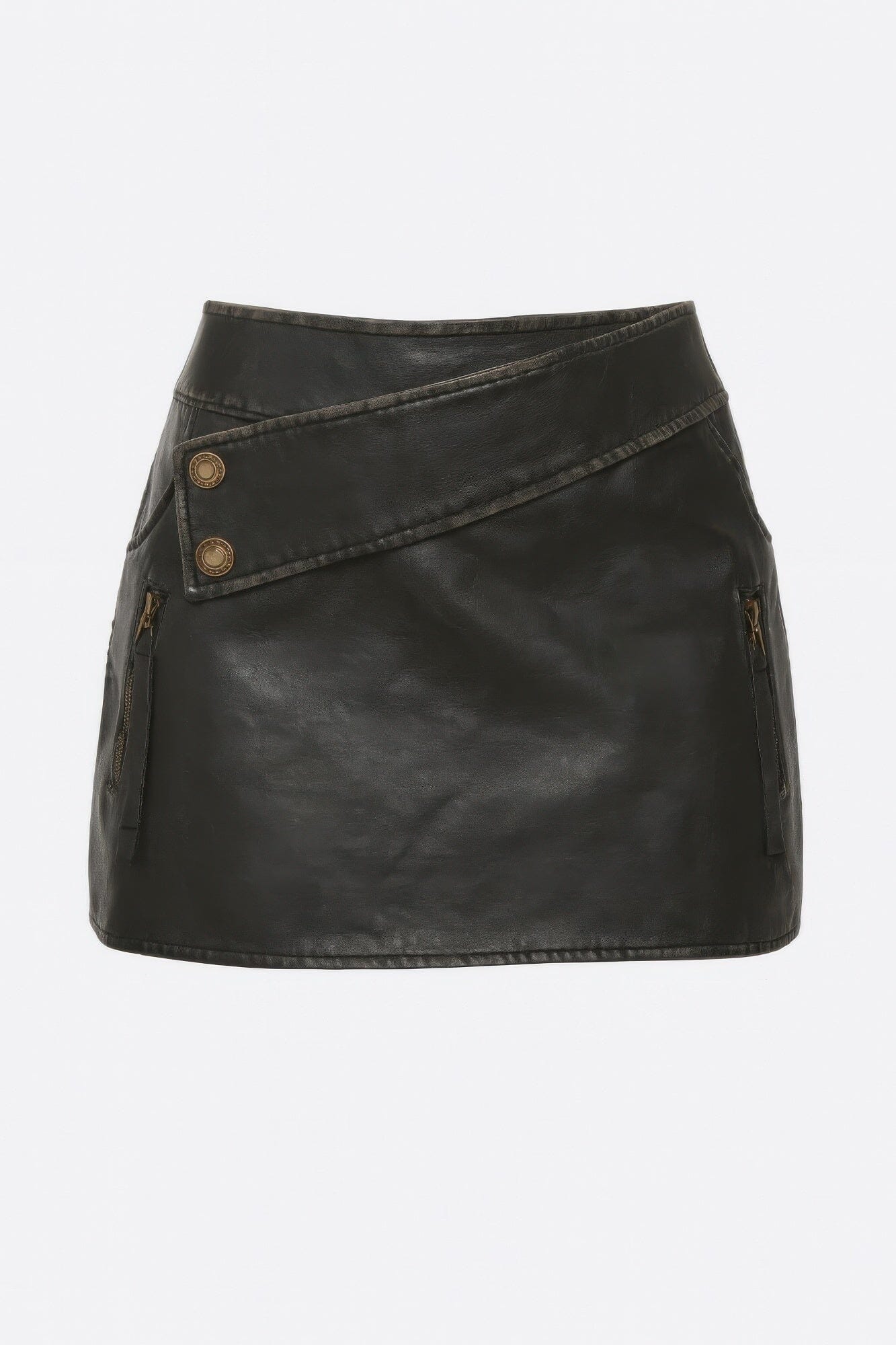 Women Faux Leather Strap Mini Skirt Skirts jehouze 
