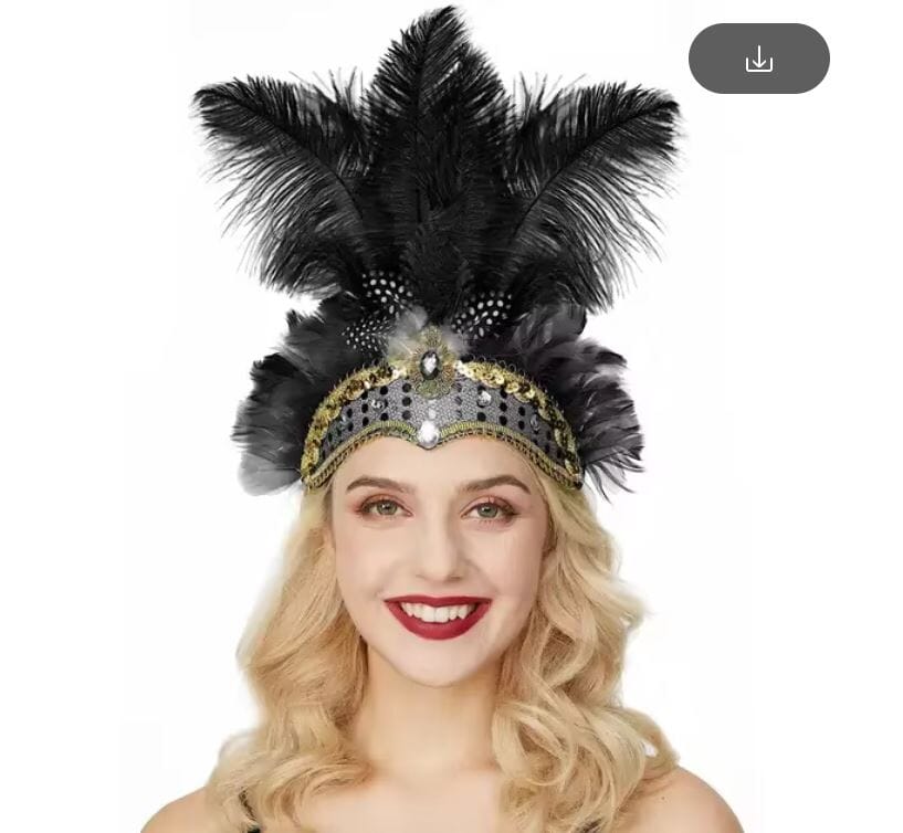 Women Feather Carnival Headpiece Mardi Gras 1920s Flapper Headdress Hat jehouze Black 