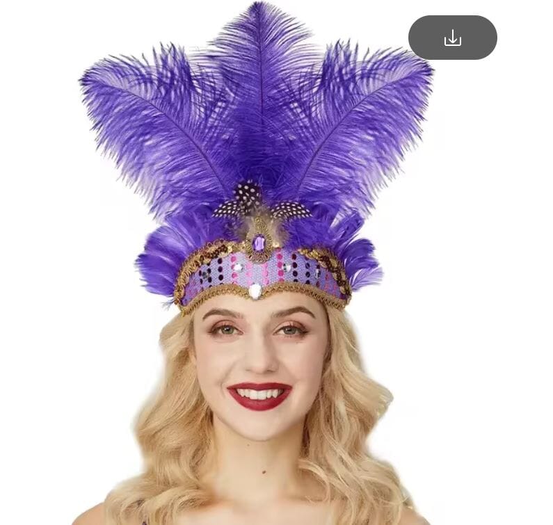 Women Feather Carnival Headpiece Mardi Gras 1920s Flapper Headdress Hat jehouze Purple 