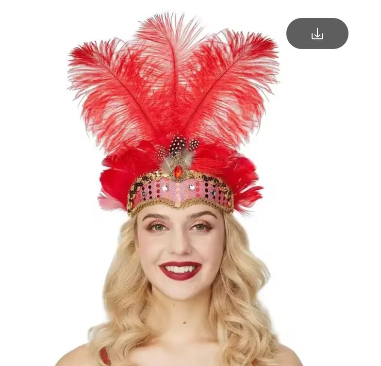 Women Feather Carnival Headpiece Mardi Gras 1920s Flapper Headdress Hat jehouze Red 