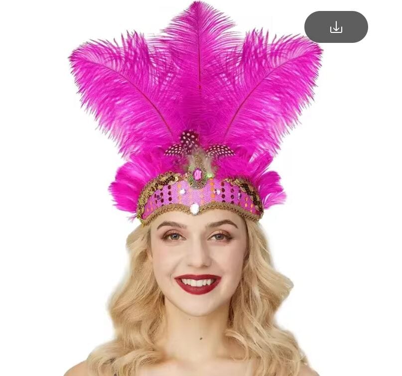 Women Feather Carnival Headpiece Mardi Gras 1920s Flapper Headdress Hat jehouze Rose Red 