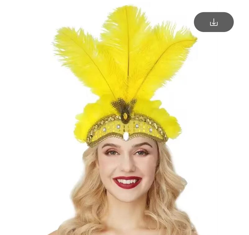 Women Feather Carnival Headpiece Mardi Gras 1920s Flapper Headdress Hat jehouze Yellow 