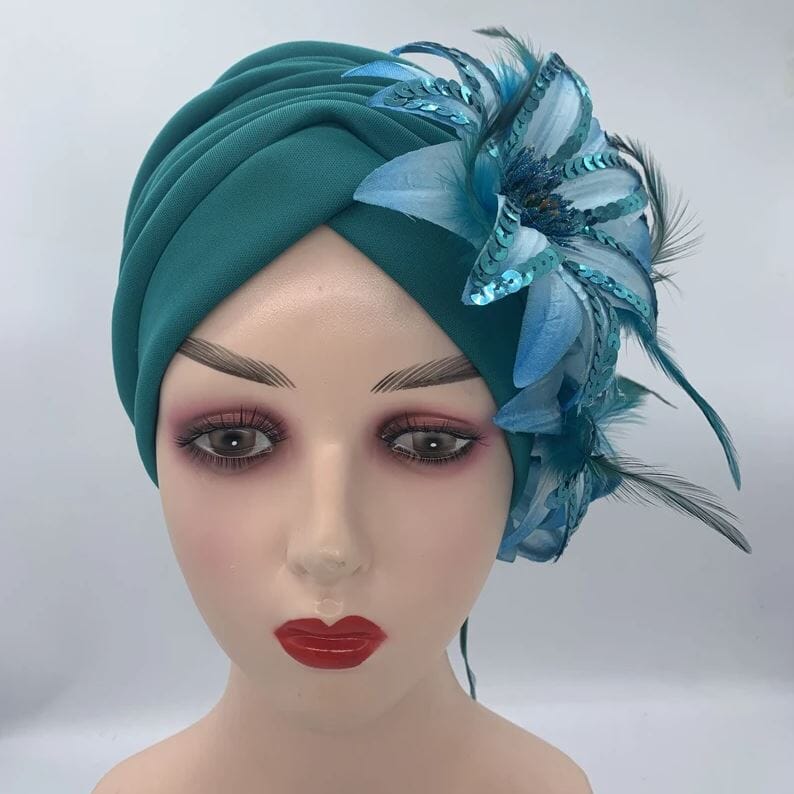 Women Feather Sequins African Wedding Party Headwear Hat jehouze 