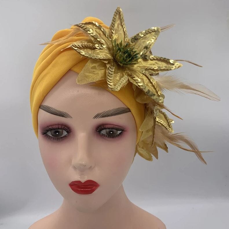 Women Feather Sequins African Wedding Party Headwear Hat jehouze 