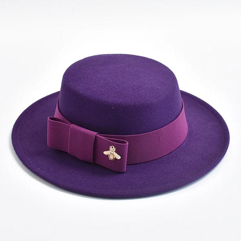 Women Fedora Colorful Wedding Party Round Dress Hat Hat jehouze Dark Purple 