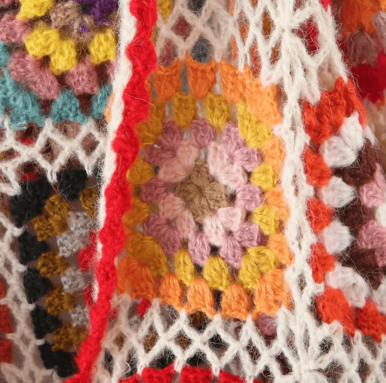 Women Hand Made Granny Square Crochet Hooded Long Sleeve Cardigan Short Jumper Coats & Jackets jehouze 
