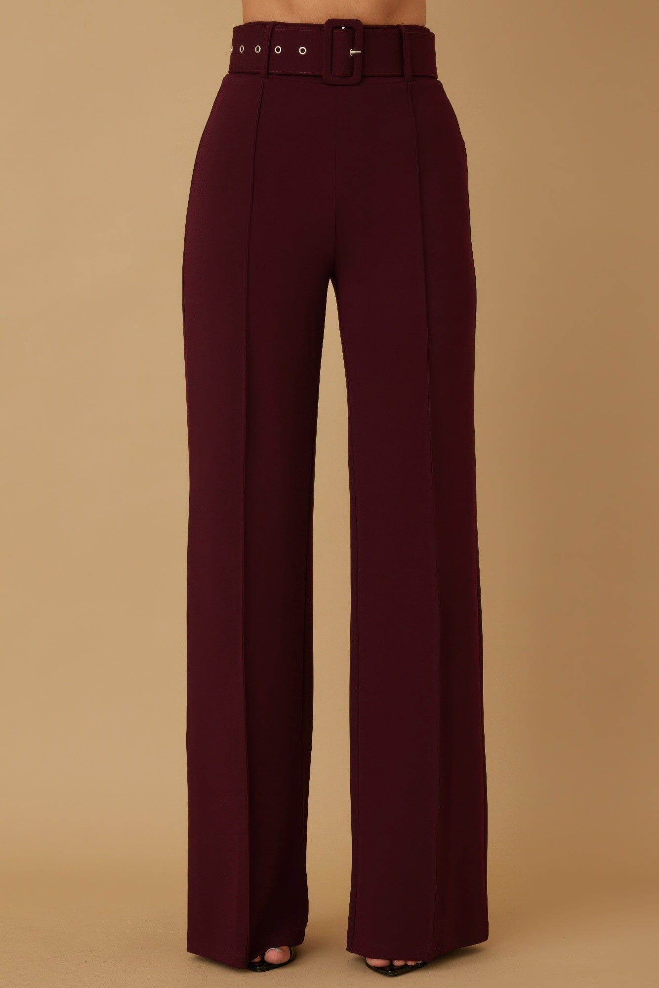 Women High Waist Pants With Buckle Belt Pants jehouze 