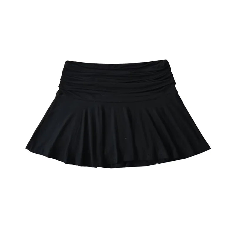 Women High Waist Ruched Tennis Skirt Golf Skort skort jehouze Black S 