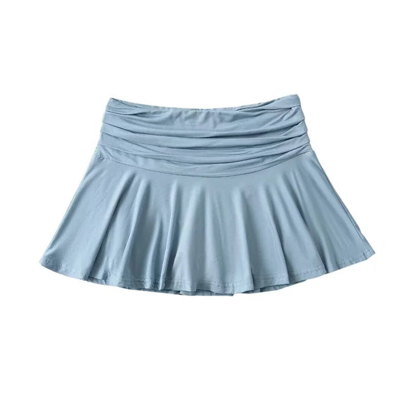 Women High Waist Ruched Tennis Skirt Golf Skort skort jehouze Sky Blue S 