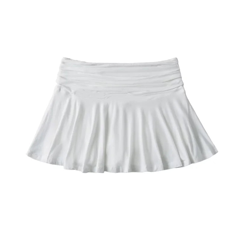 Women High Waist Ruched Tennis Skirt Golf Skort skort jehouze White S 