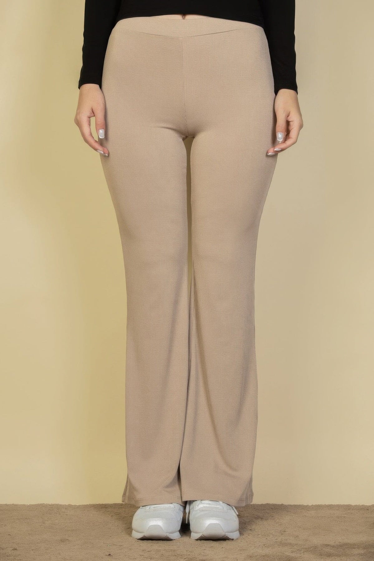 Women High Waisted Flare Pants Pants jehouze Khaki S 