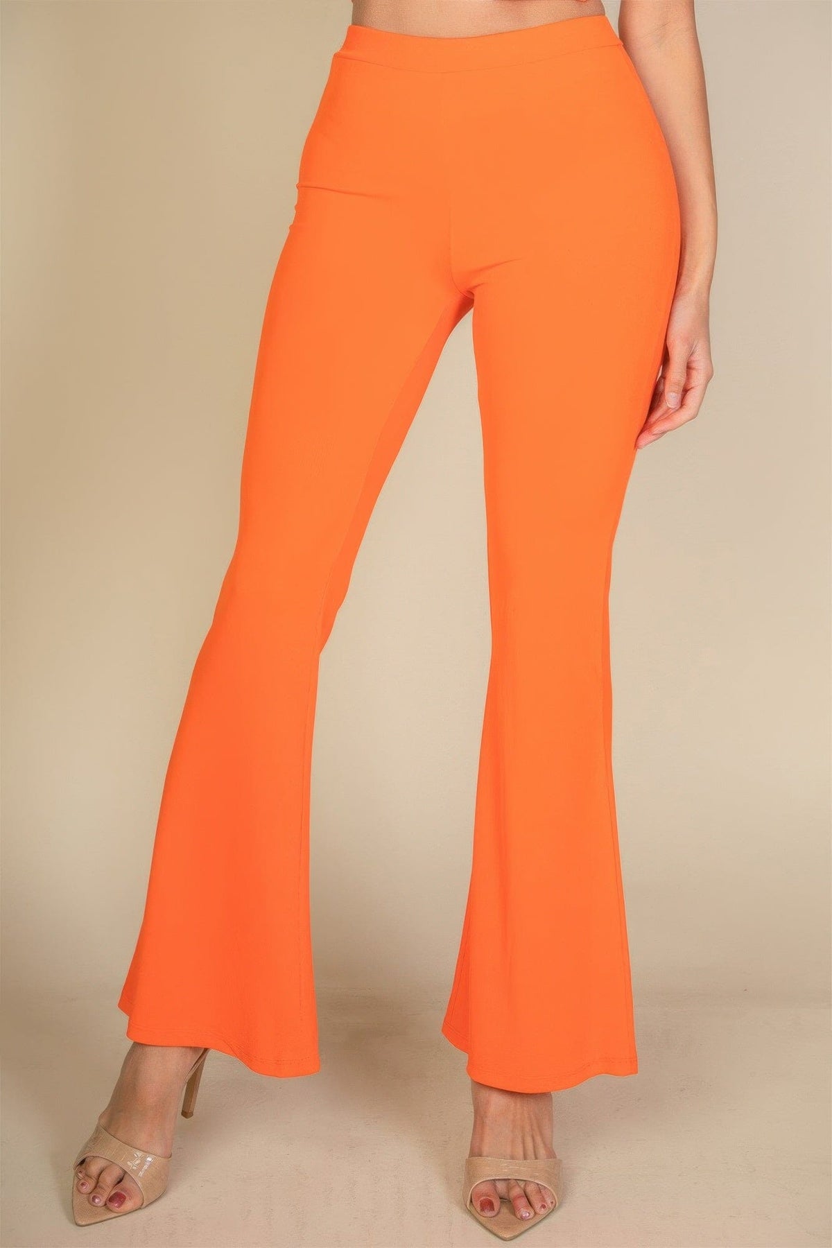 Women High Waisted Flare Pants Pants jehouze Orange S 