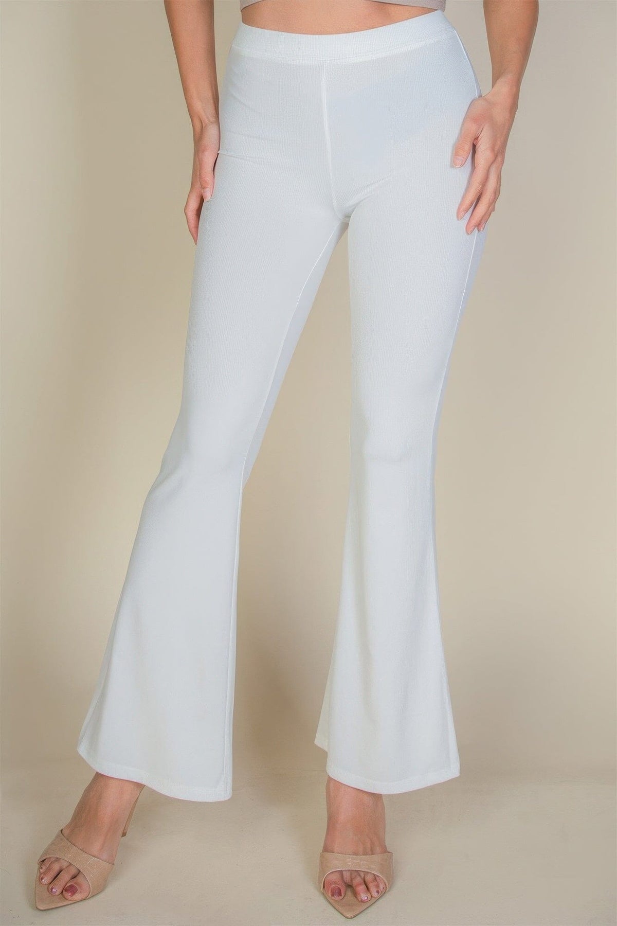 Women High Waisted Flare Pants Pants jehouze White S 