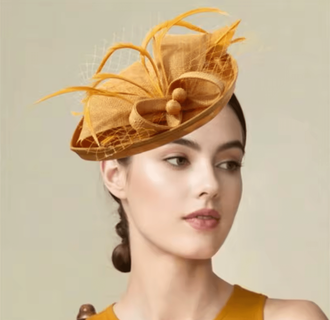 Women Kentucky Derby Fascinator Pillbox Tea Party Hat Hat jehouze Mustard Yellow 
