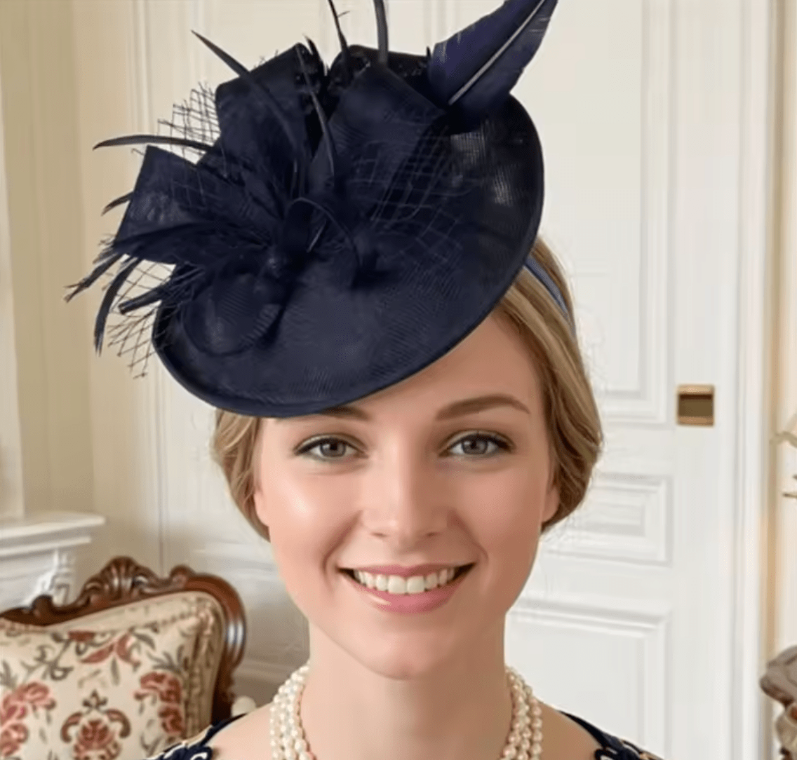 Women Kentucky Derby Fascinator Pillbox Tea Party Hat Hat jehouze Navy Blue 