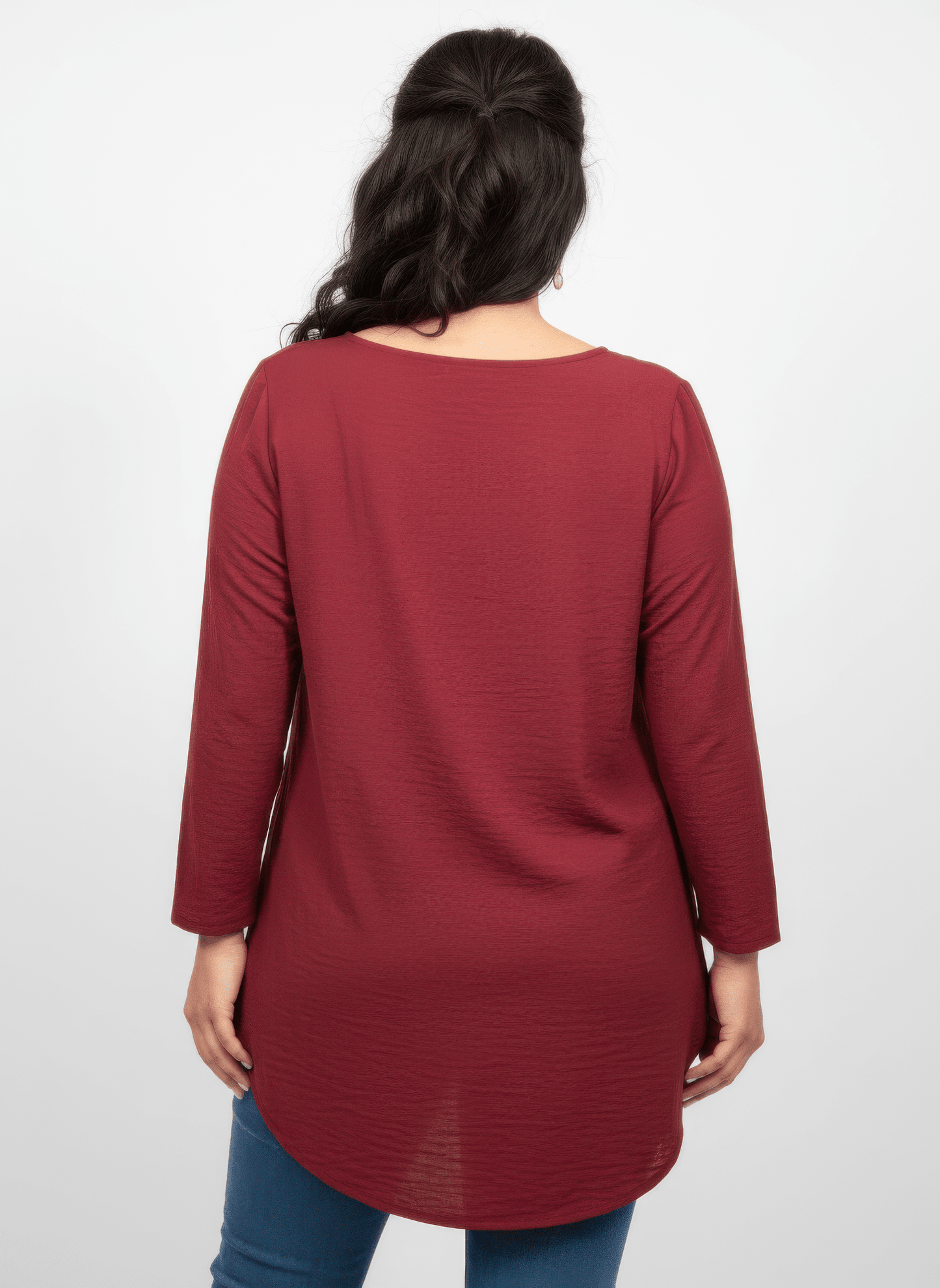 Women Lace Yoke Three-quarter Sleeve Knit Top Shirts & Tops jehouze 