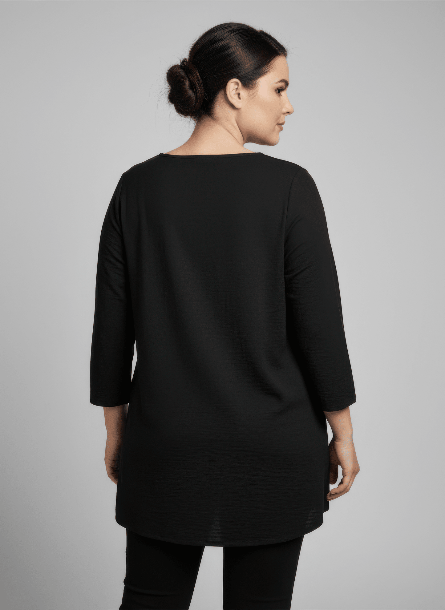 Women Lace Yoke Three-quarter Sleeve Knit Top Shirts & Tops jehouze 