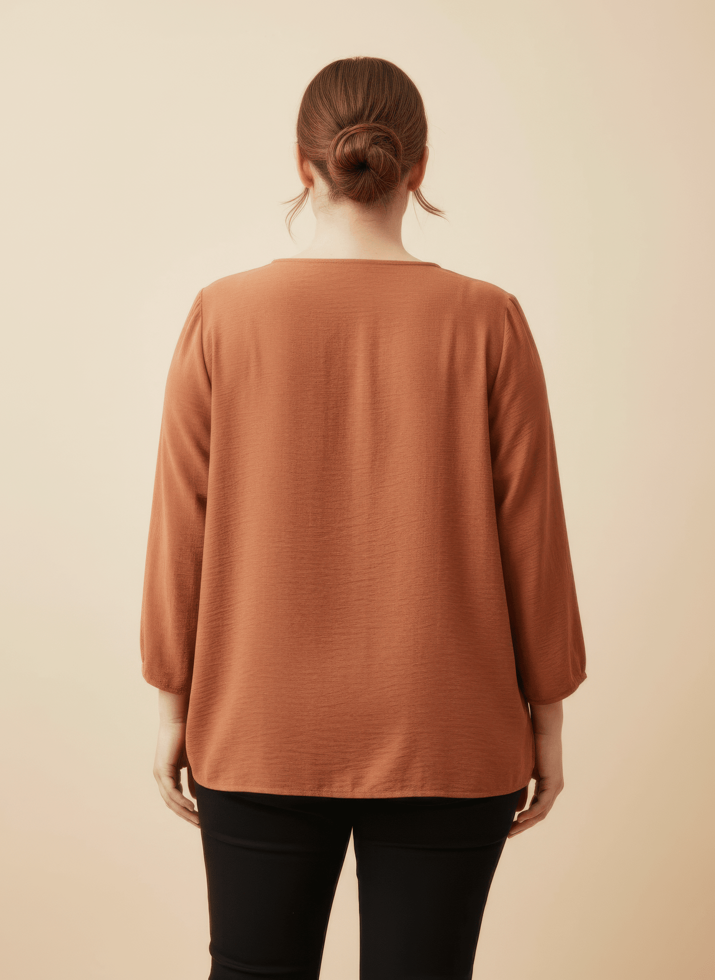 Women Lace Yoke Three-quarter Sleeve Knit Top Shirts & Tops jehouze 