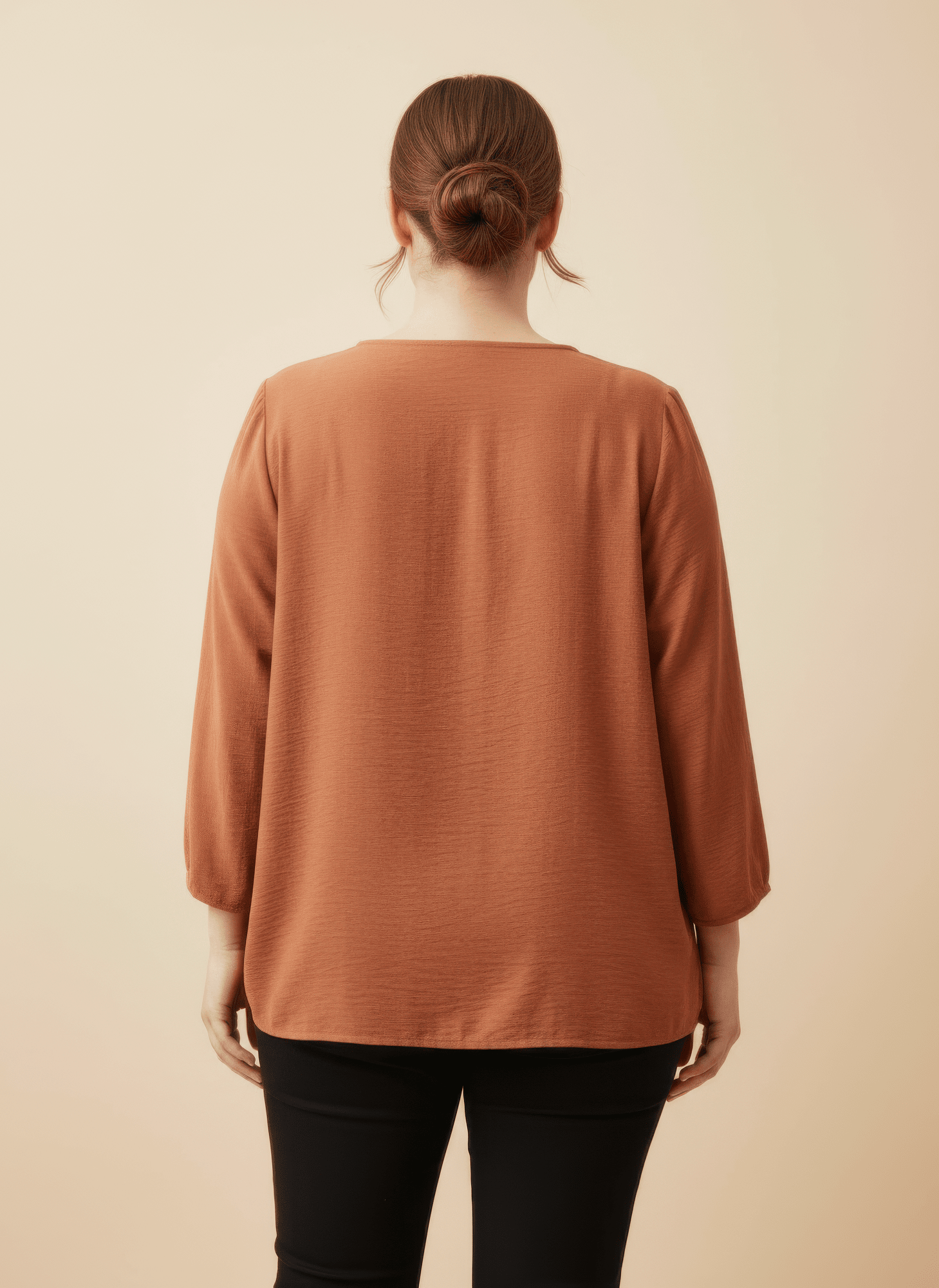 Women Lace Yoke Three-quarter Sleeve Knit Top Shirts & Tops jehouze 