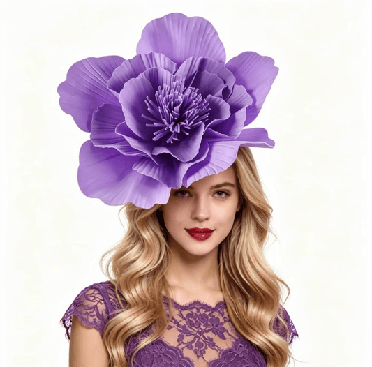 Women Large Flower Fascinators Tea Party Fancy Hats Headwear Hat jehouze Purple 