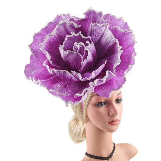 Women Large Flower Fascinators Wedding Tea Party Fancy Hats Headwear Hat jehouze Purple 