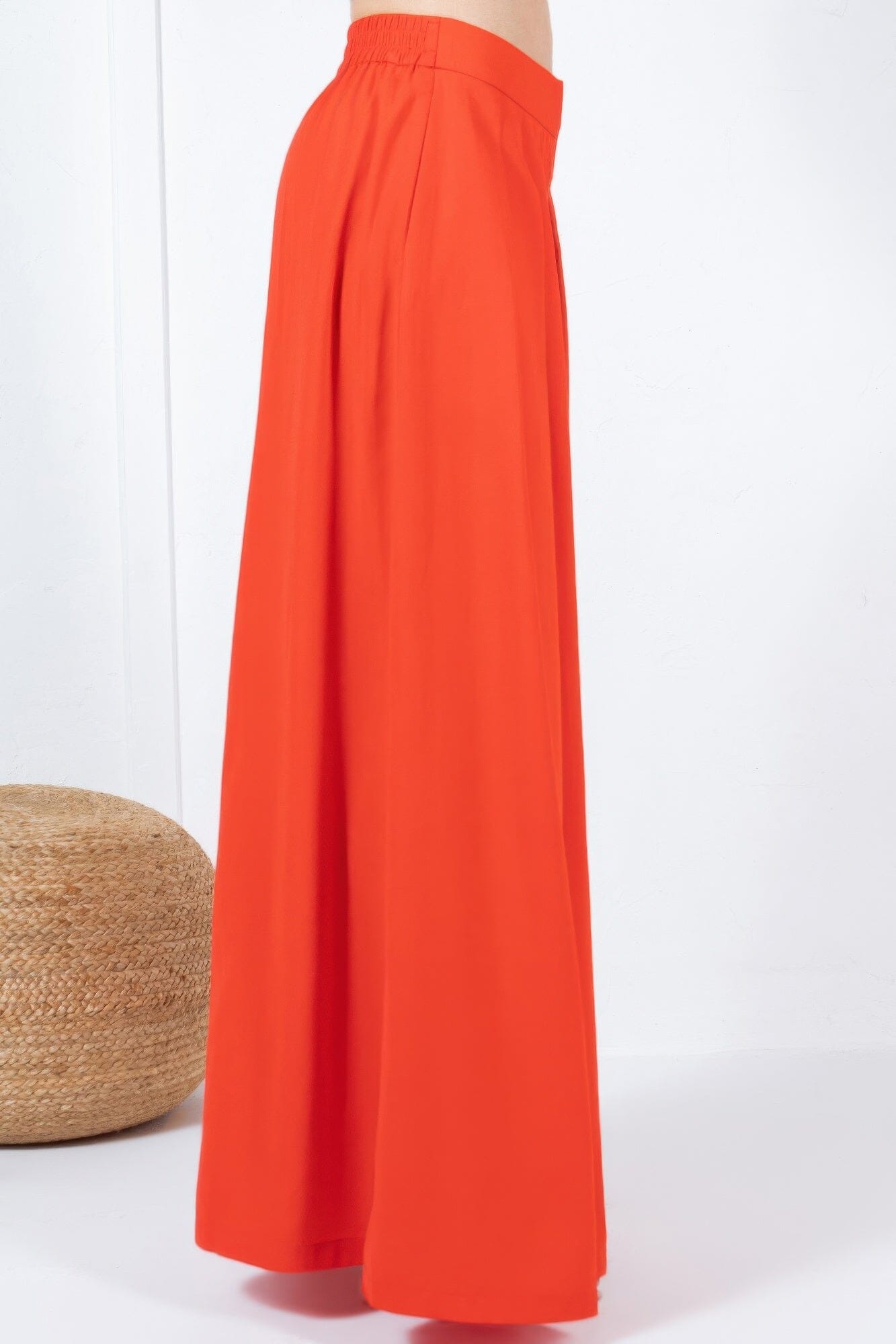 Women Large Hem Wide Leg Pleated Solid Pants Pants jehouze 