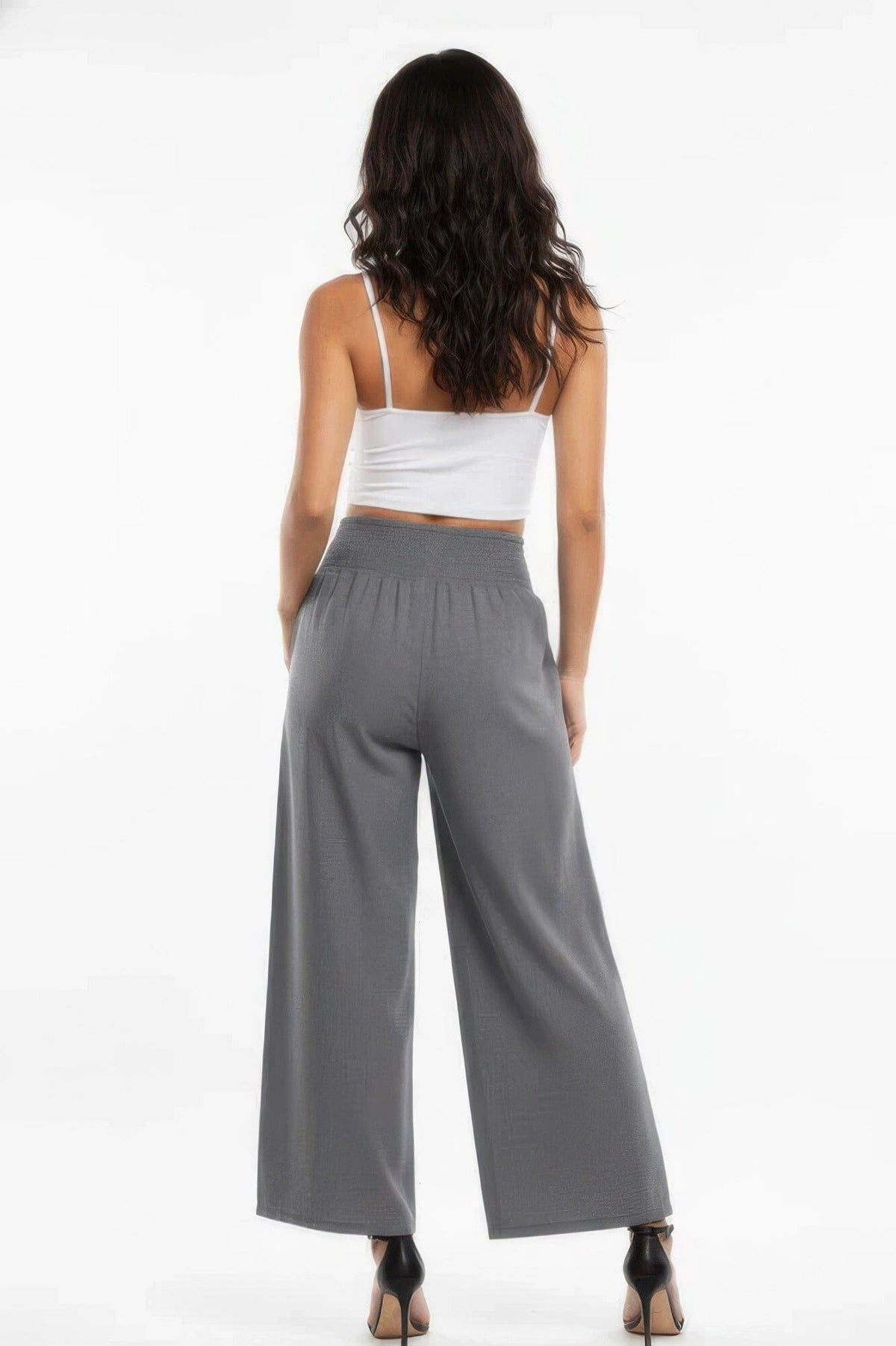 Women Lightweight High-waisted Wide-leg Lounge Pants Pants jehouze Slate Blue Grey S 